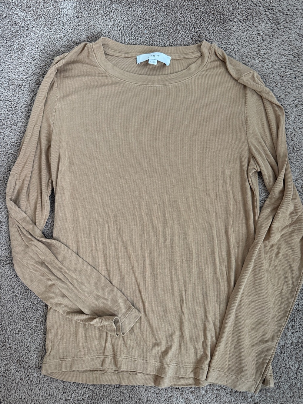 LOFT Men's Long-Sleeve Crewneck Shirt - Camel/Tan